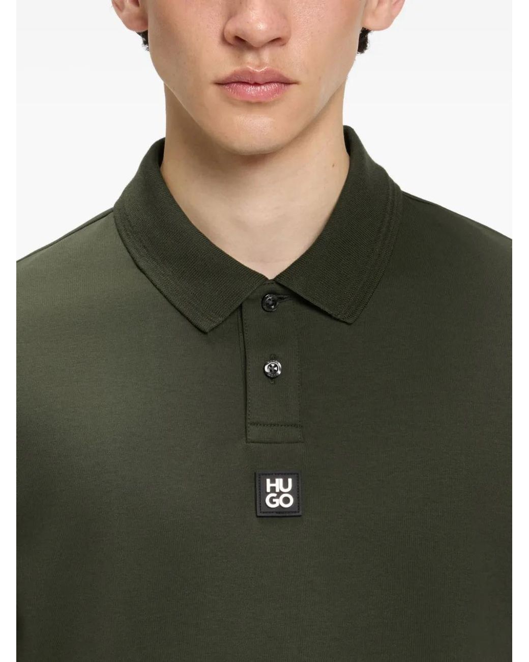 HUGO Green Logo-Plaque Polo Shirt for men