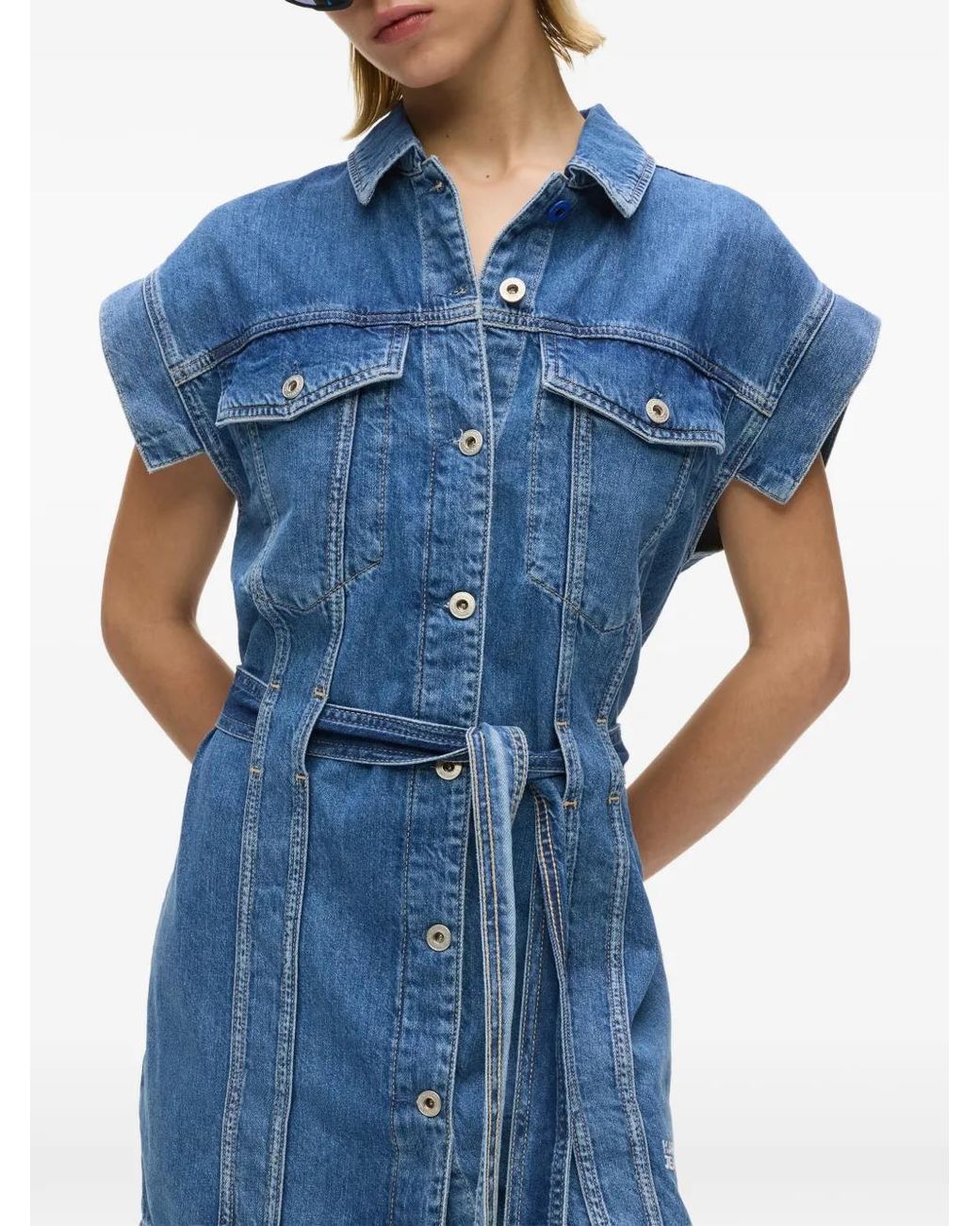 Karl Lagerfeld Blue Belted Mini Dress