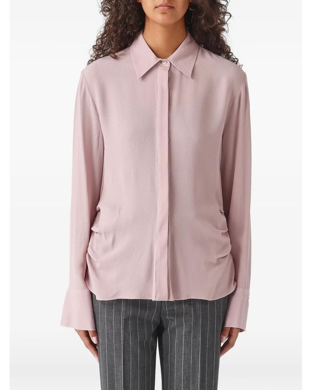 Pinko Pink Ruched Long-Sleeves Shirt