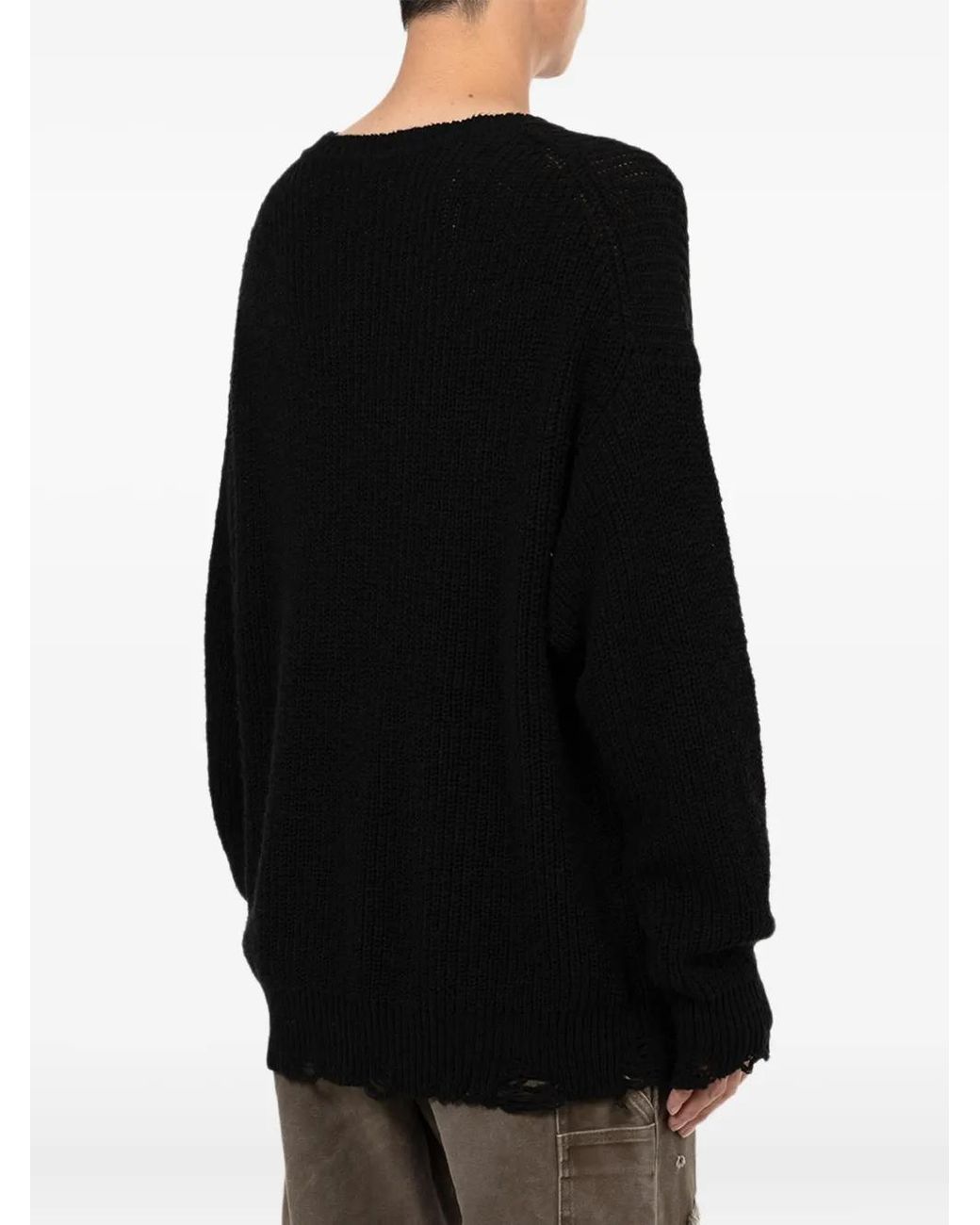 KAMIYA Black Flag Frayed Sweater for men