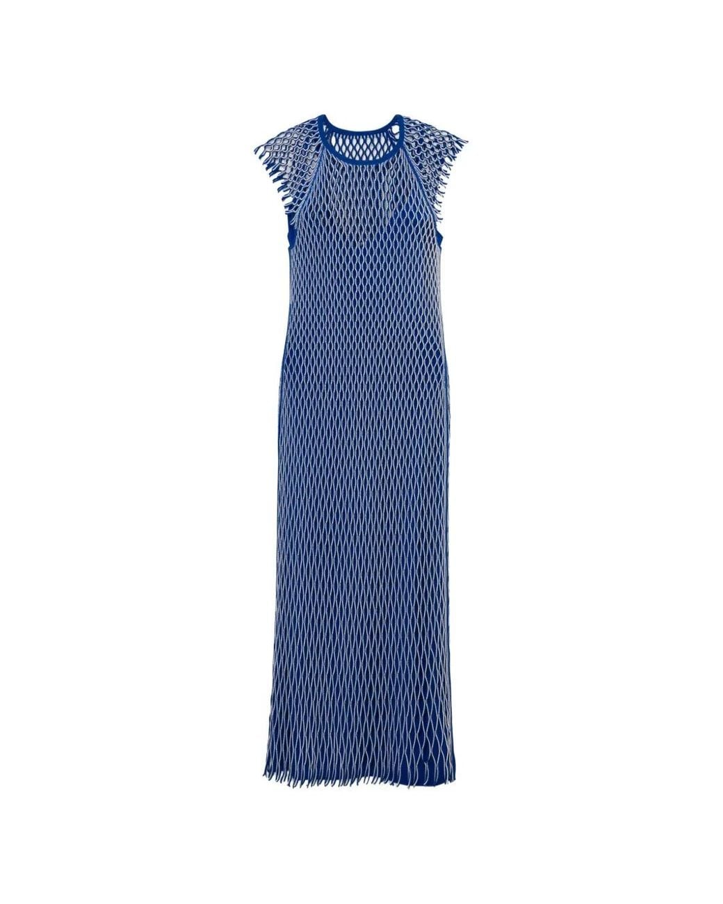 Jonathan Simkhai Blue Faylen Open-Weave Midi Dress