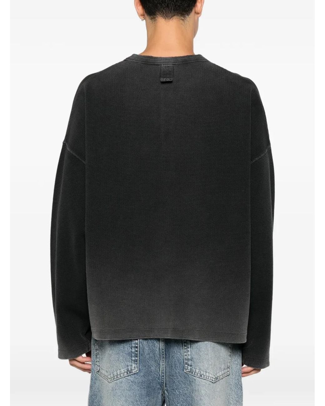 Represent Black Waffle-Knit Sweatshirt for men