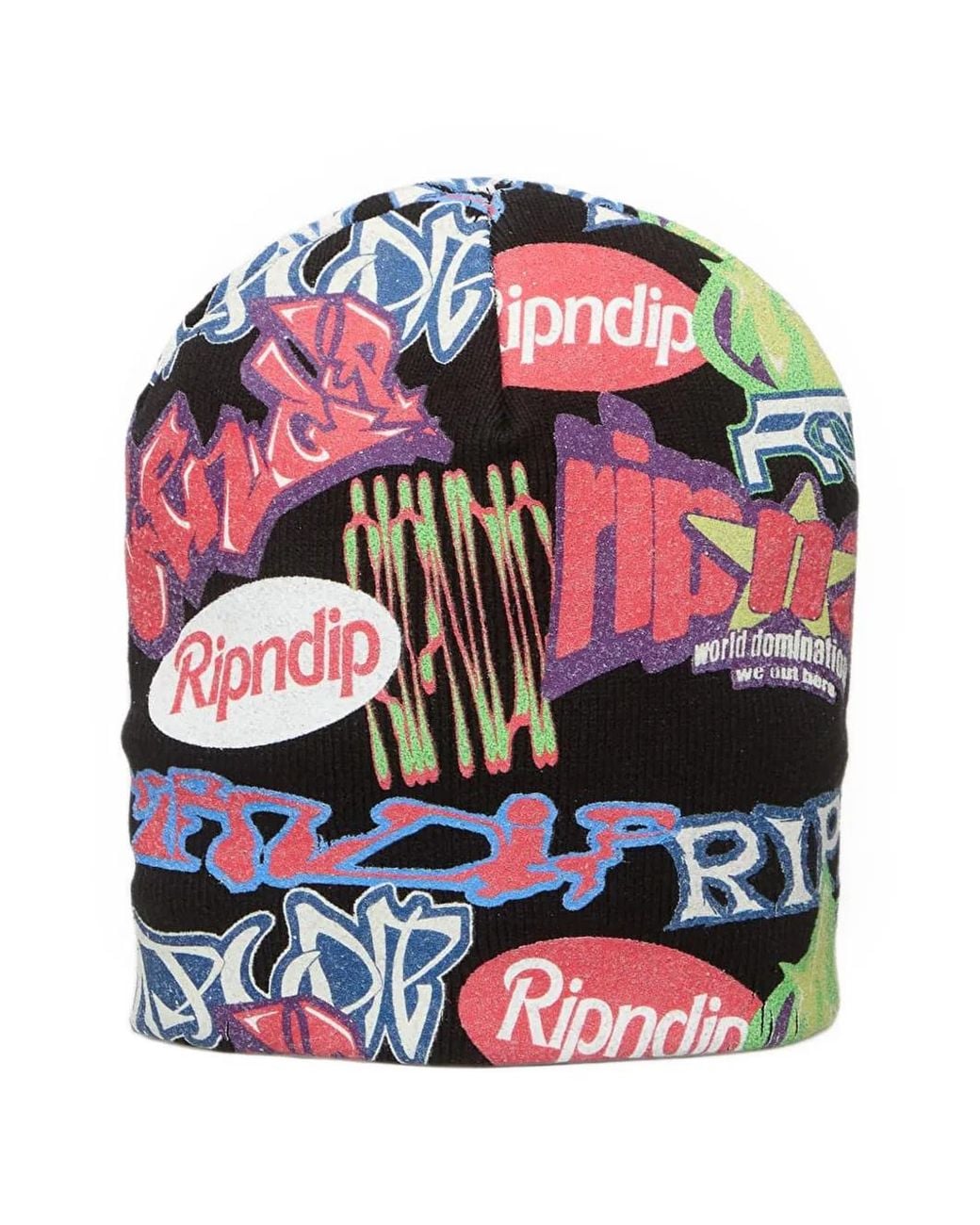 RIPNDIP Black Out Here Tour Graffiti-Print Beanie Hat