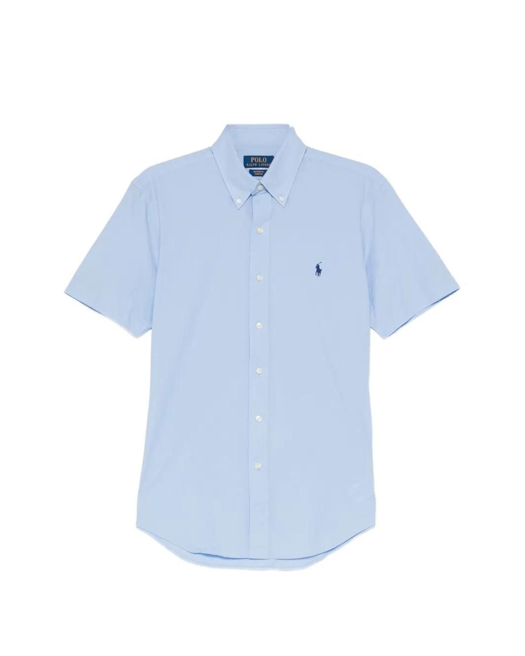 Polo Ralph Lauren Blue Embroidered-Logo Short-Sleeve Shirt for men