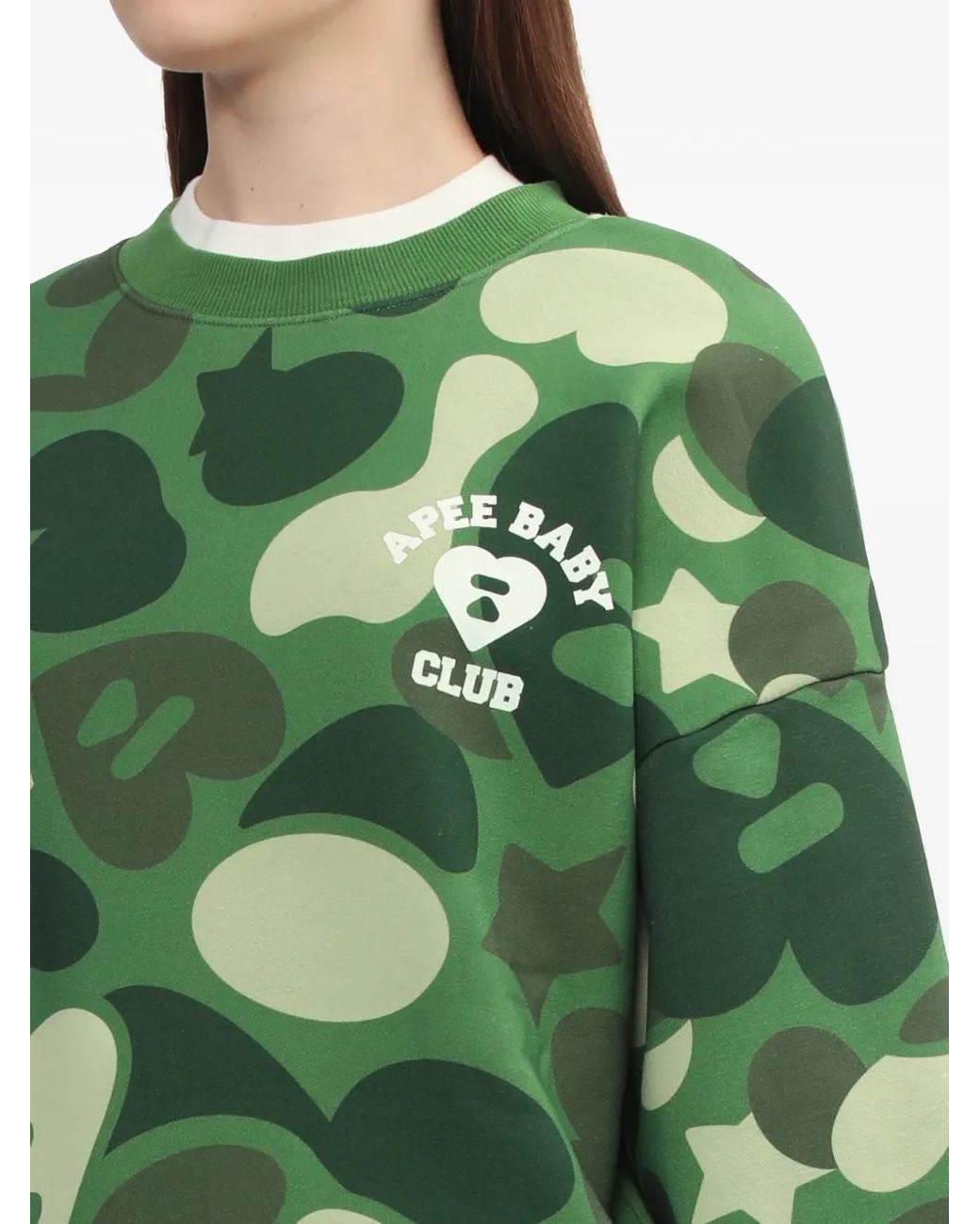 A Bathing Ape Green Camouflage Logo Top