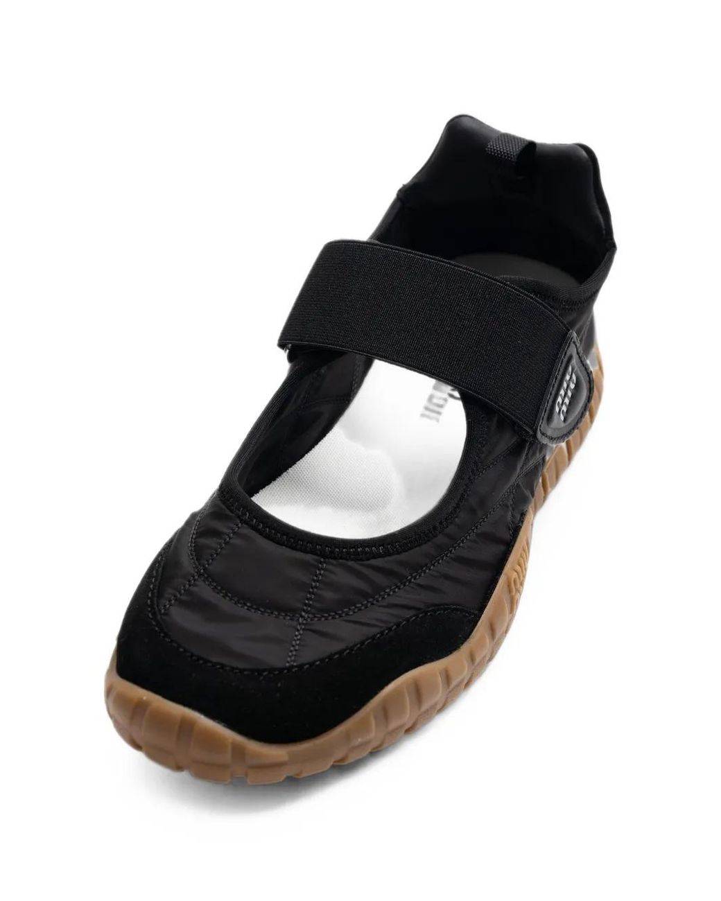 Miu Miu White Ballerines Tyre En Daim Et Tissu Technique