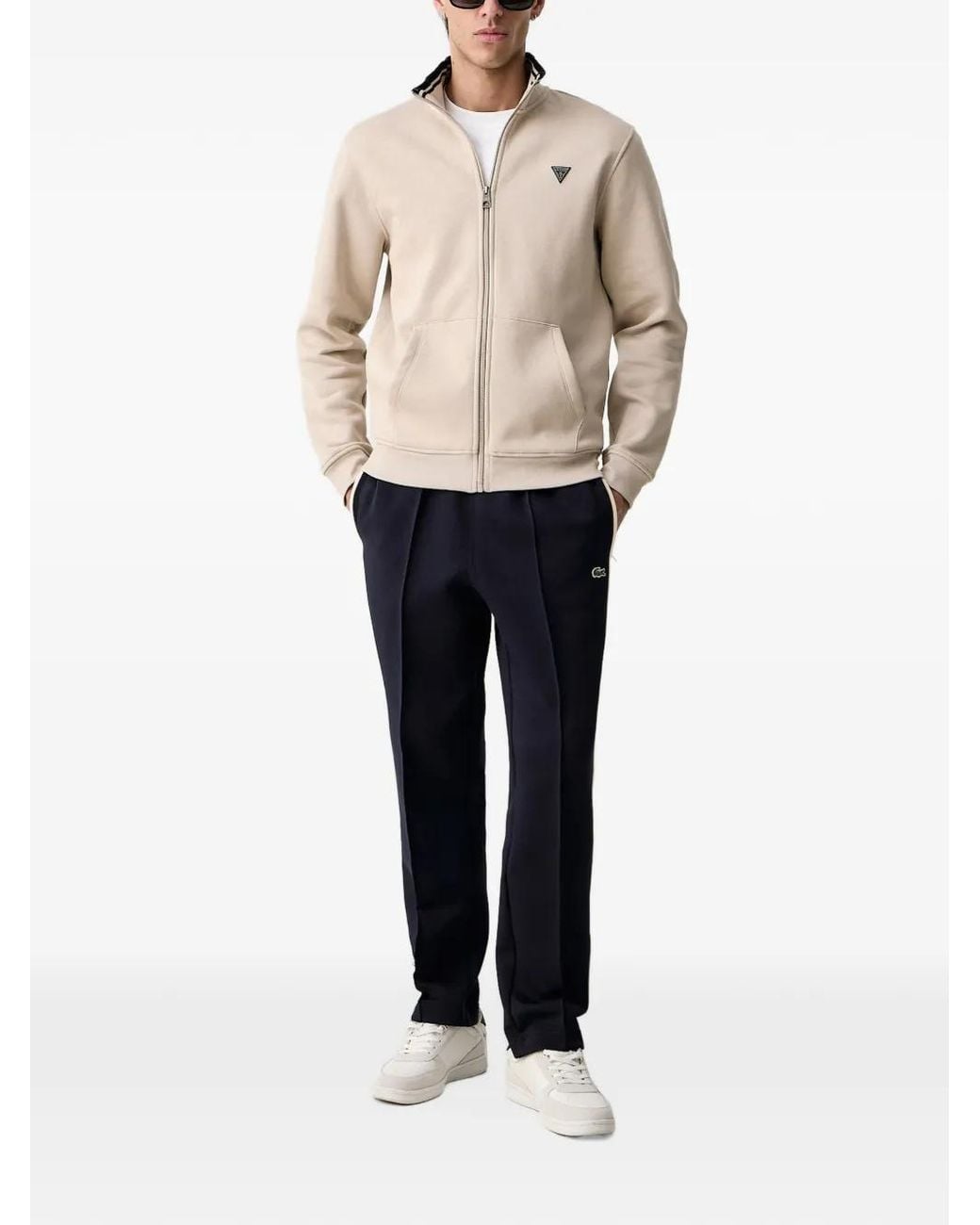 Guess Natural Logo-Patch Zip-Up Sweatshirt for men