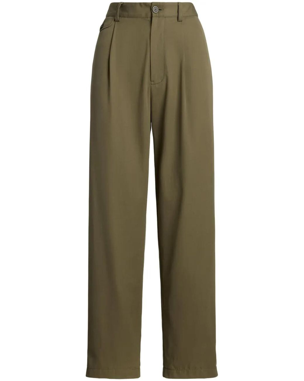 Ralph Lauren Green Pleated Wide-Leg Trousers