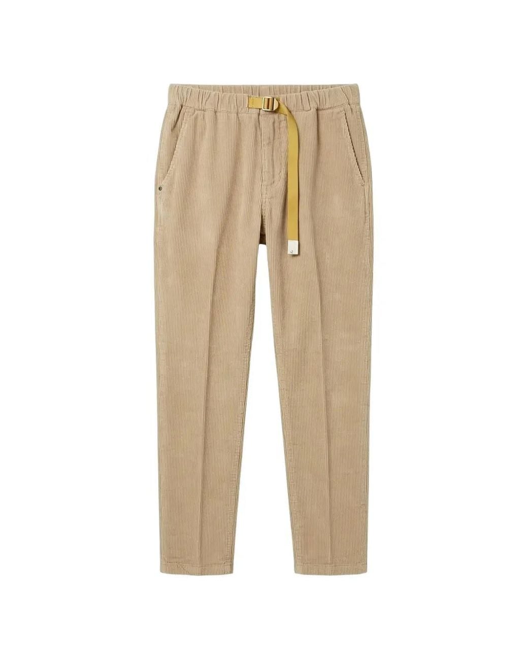 White Sand Natural Belted Corduroy Trousers for men