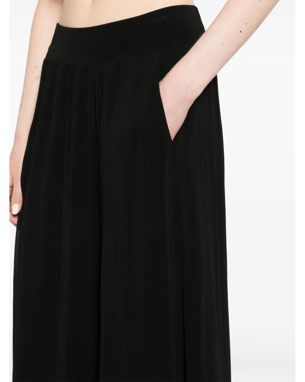 Transit Black Elasticated Wide-Leg Pants
