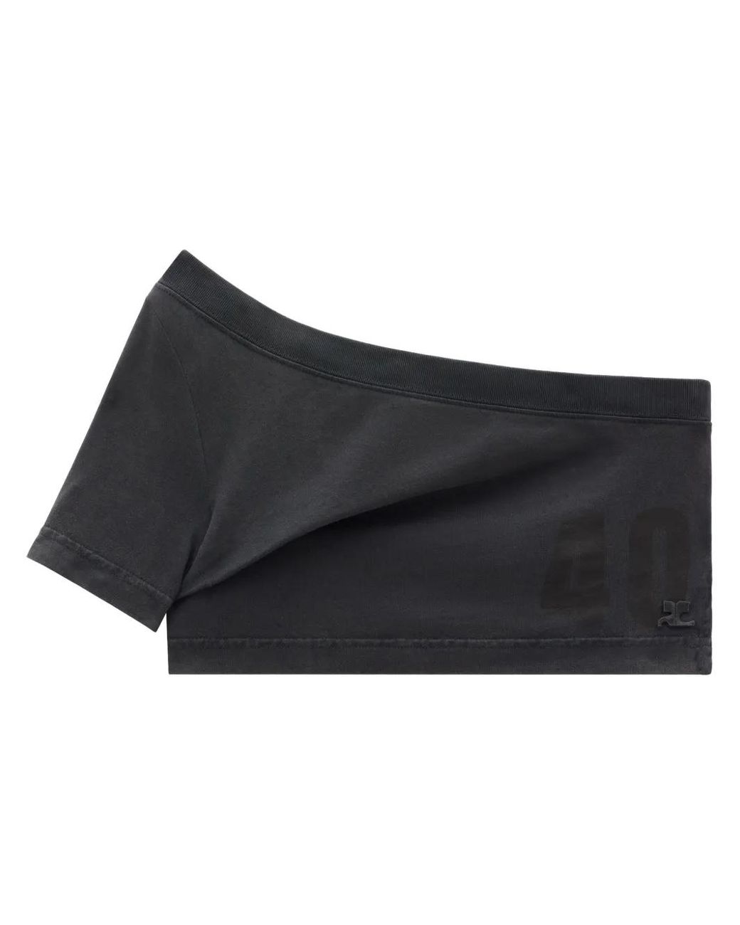 Courreges Black Tuba One-Shoulder Crop Top