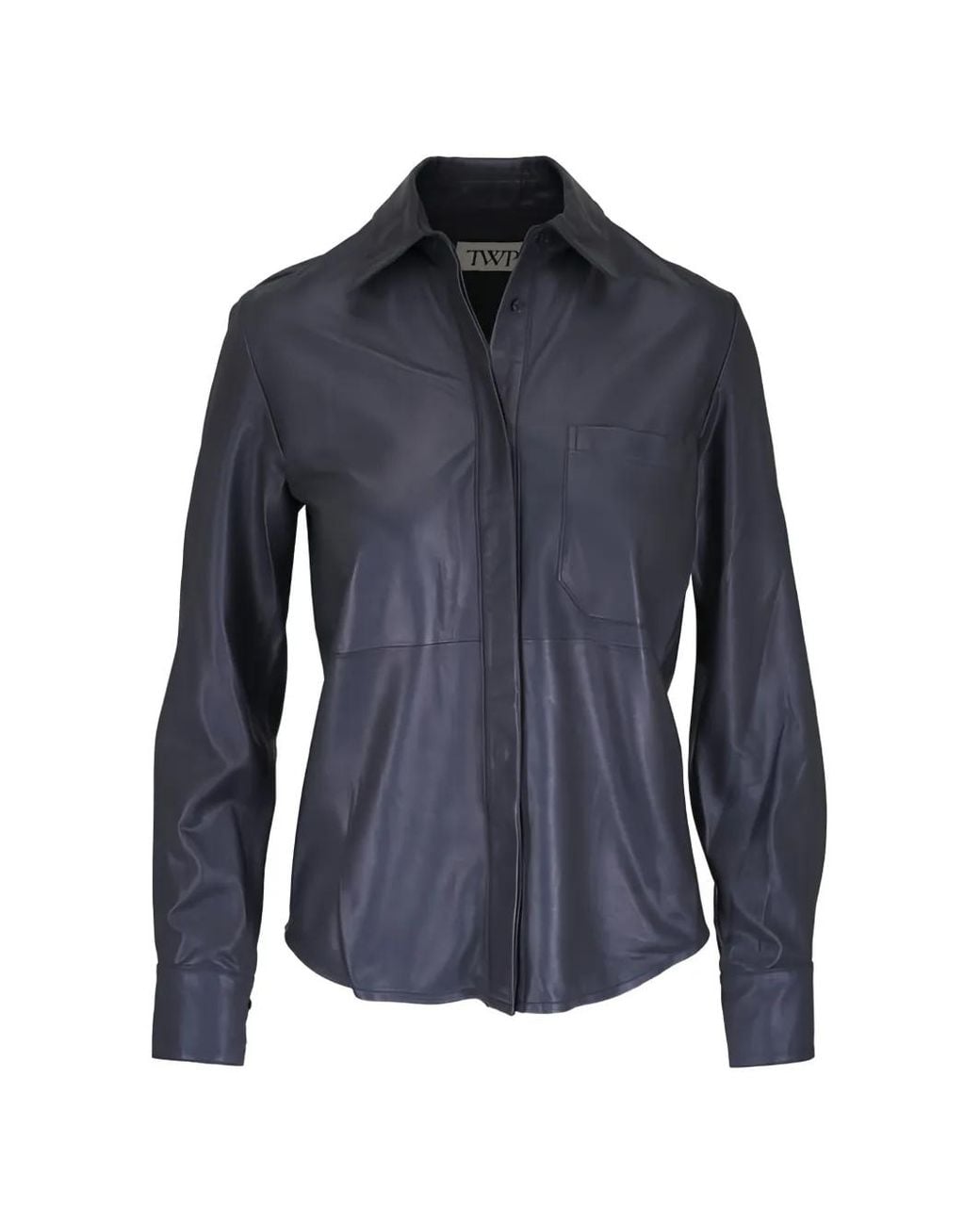 Twp Blue Cowboy Leather Long-Sleeve Shirt