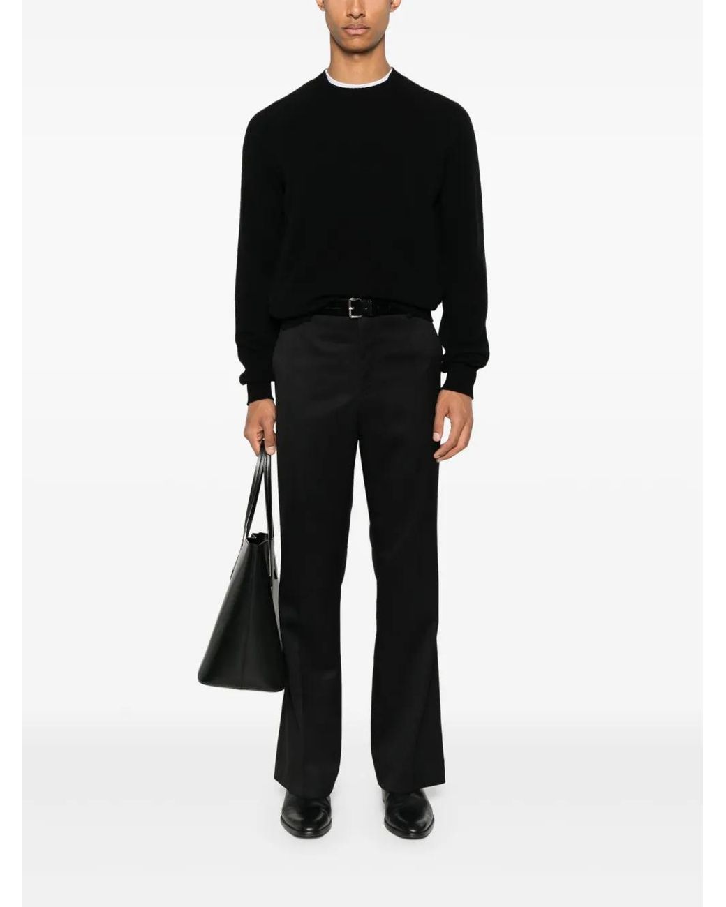 Tom Ford Black Fine Wool Crew Jumper for men