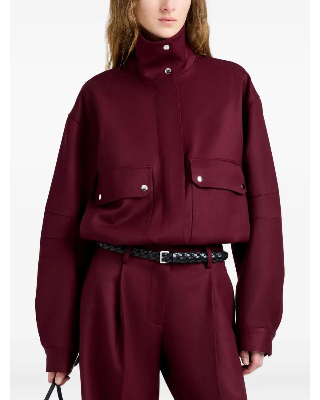 Proenza Schouler Red Elasticated-Hem Flap-Pocket Jacket