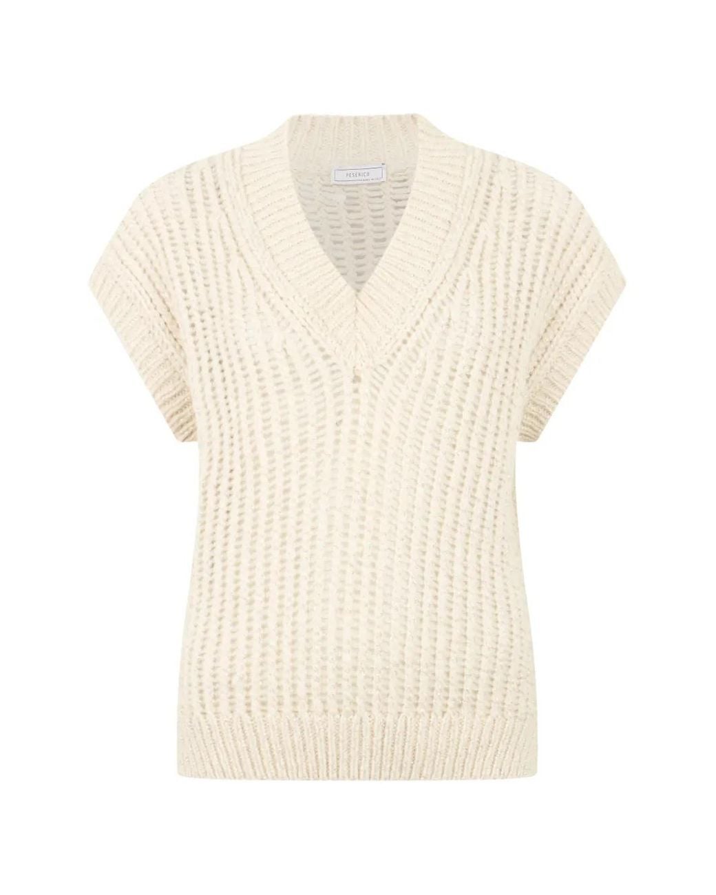 Peserico White V-Neck Vest