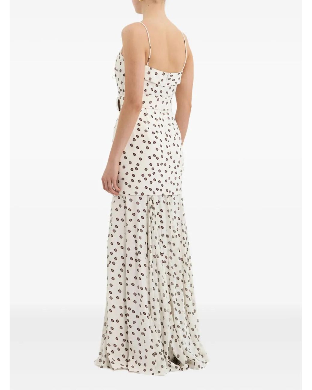 Rebecca Vallance White Candice Polka-Dot Pleated Maxi Dress