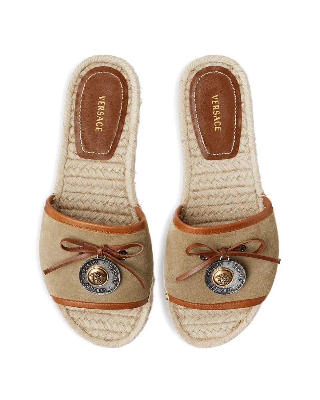 Versace Brown Lola Suede Flat Sandals