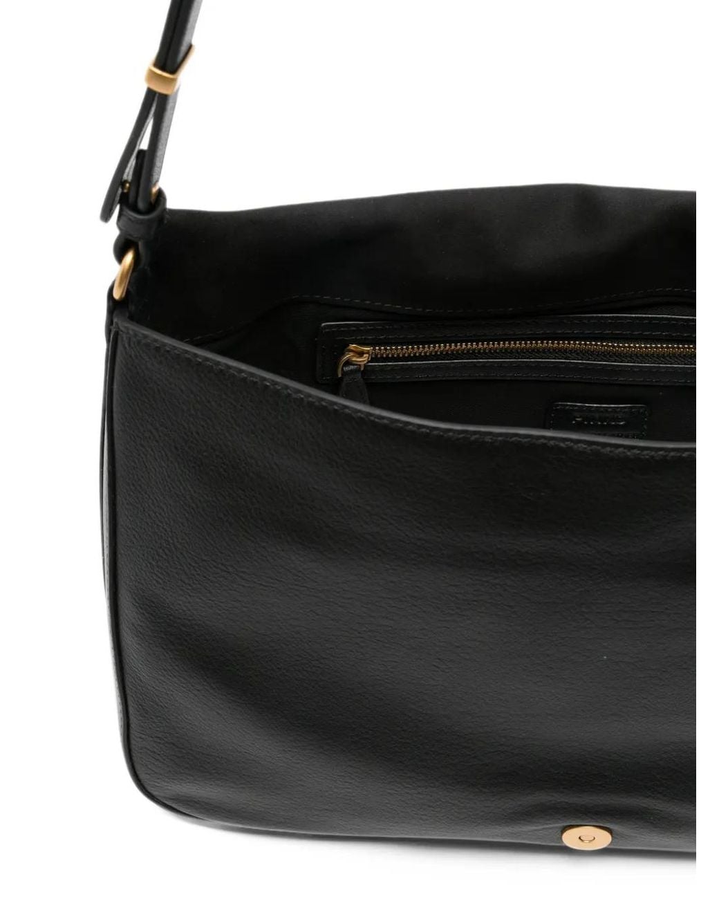 Pinko Black Love Birds Leather Shoulder Bag