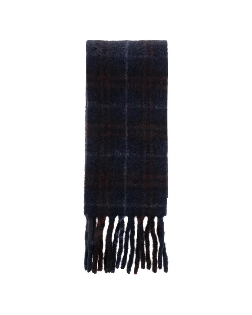 Burberry Black Narrow-Cut Checkered Alpaca Blend Scarf