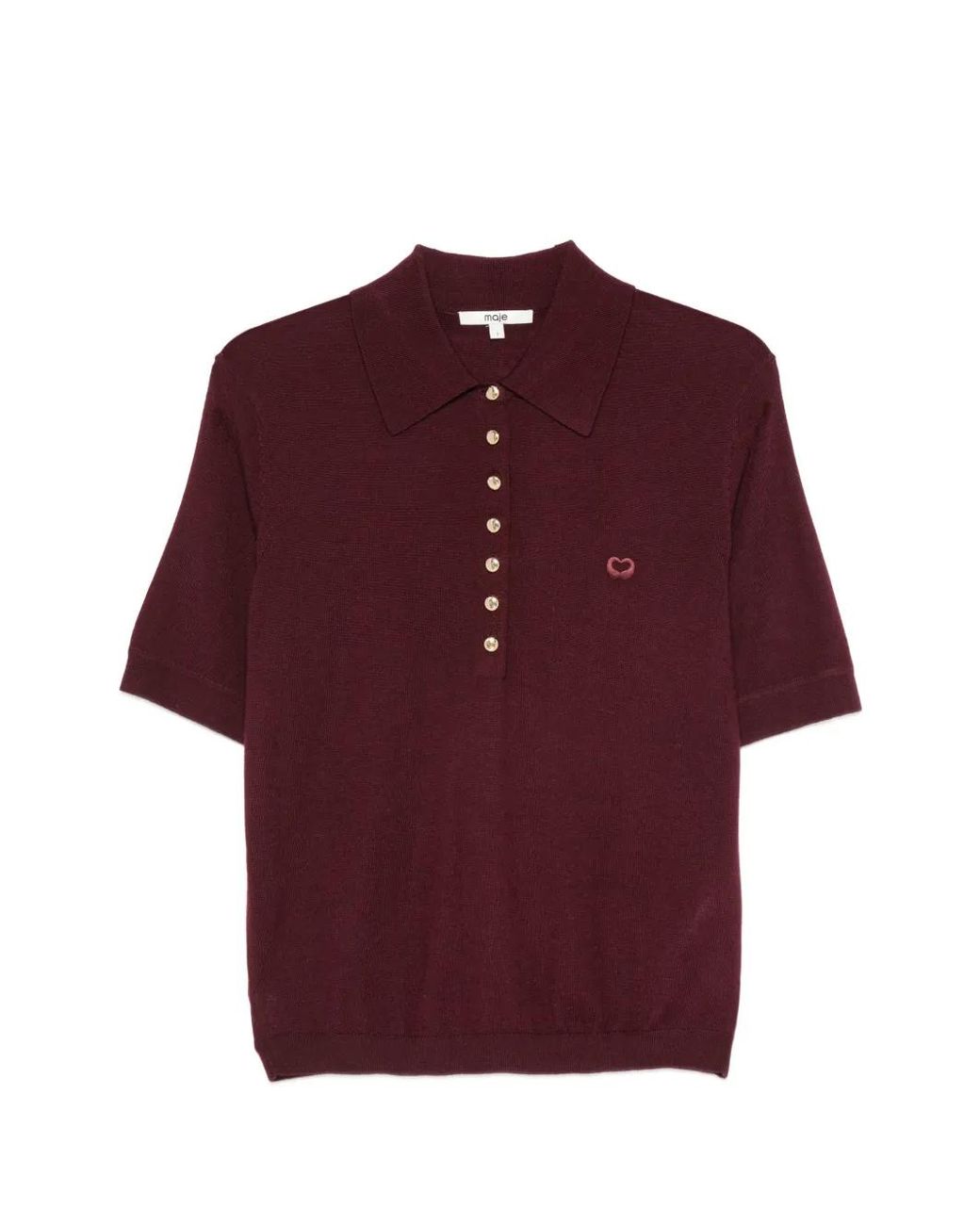 Maje Red Polo Collar Sweater