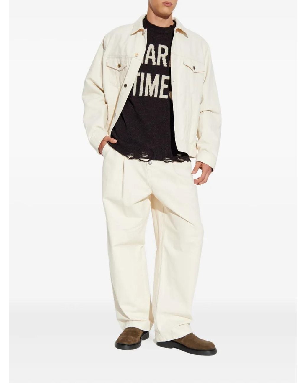 Moschino White Button-Fastening Flap-Pocket Jacket for men