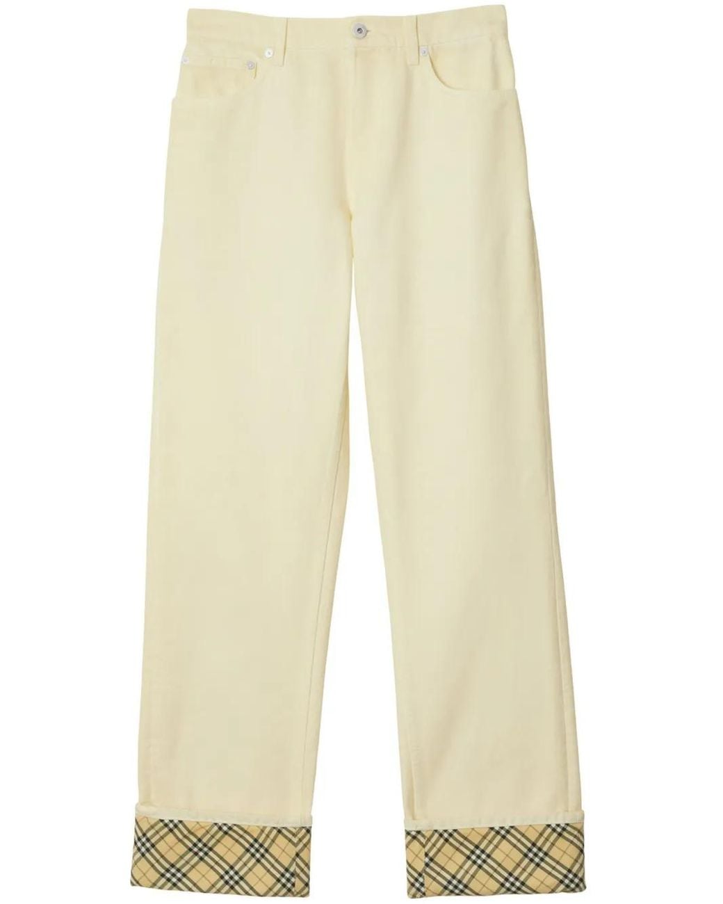 Burberry Natural Checkered Straight-Leg Jeans