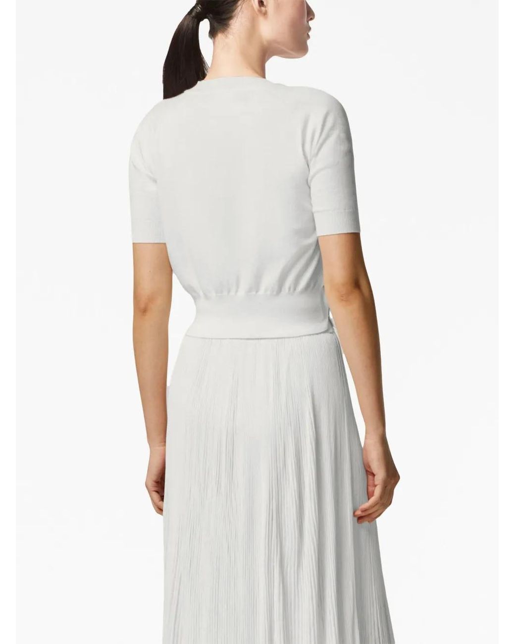 Altuzarra White Short-Sleeve Knitted Crop Top