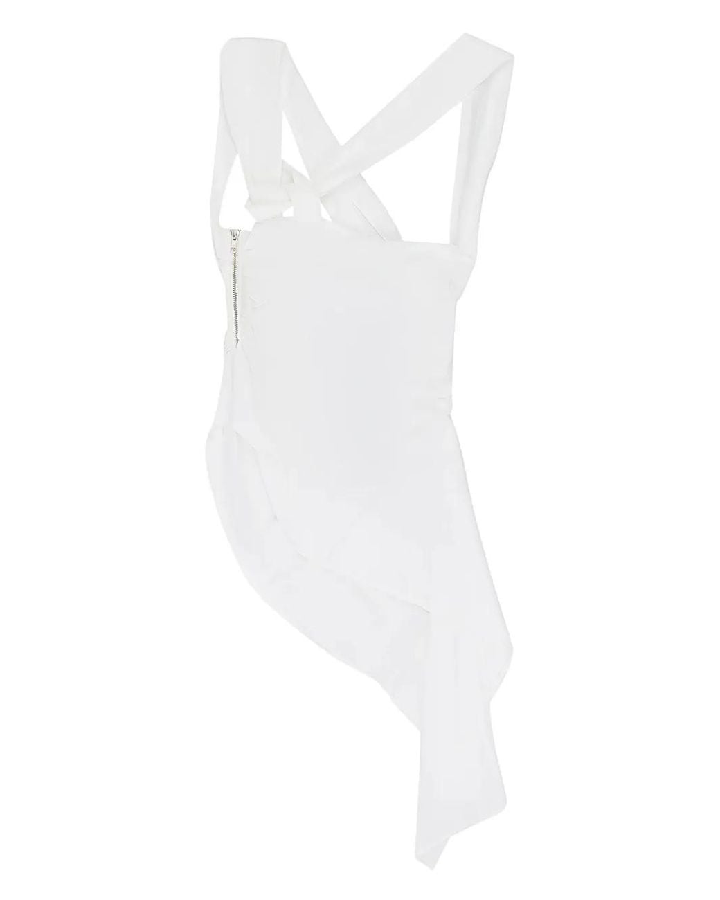 Rhude White Asymmetrical Draped Blouse