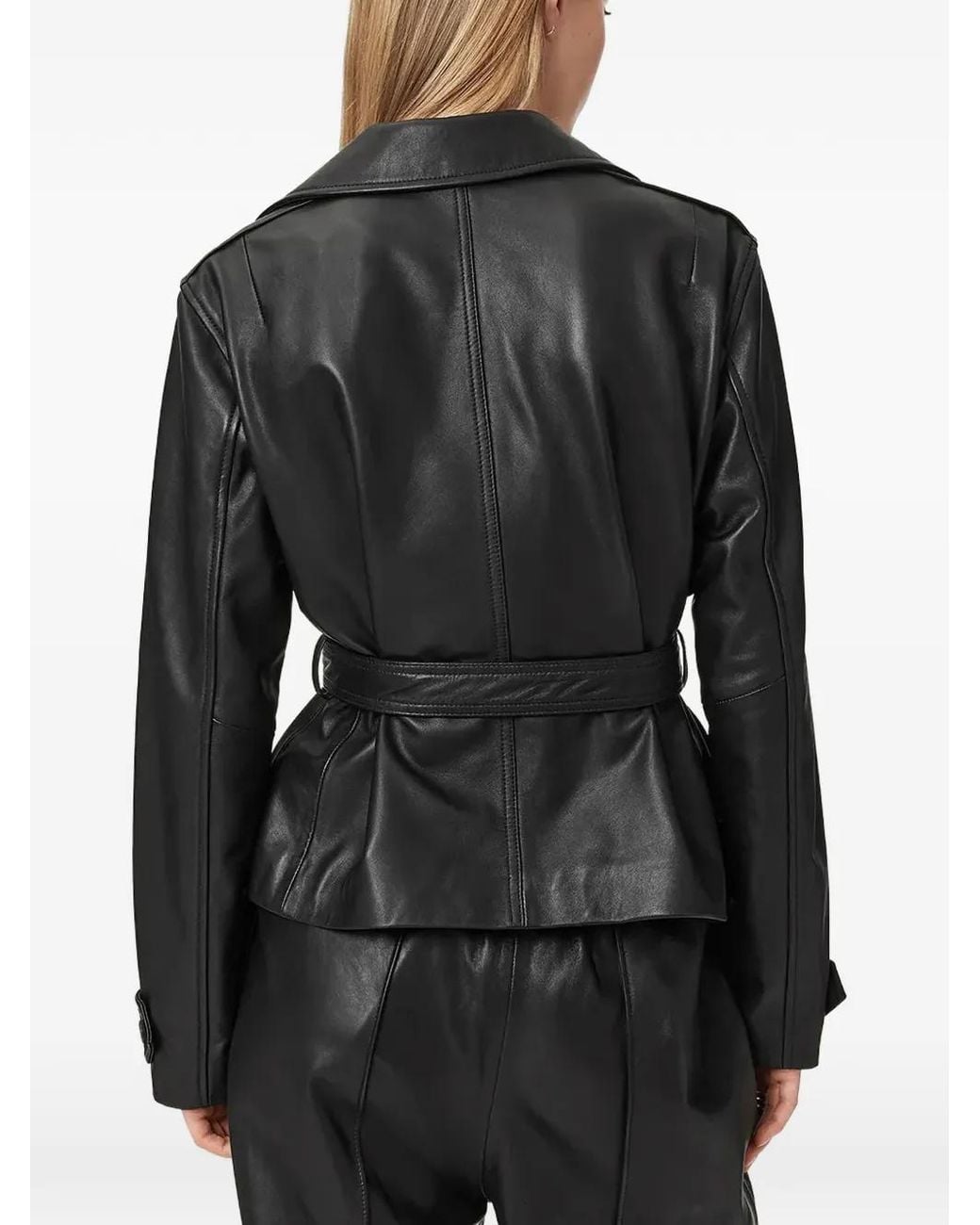AllSaints Black Double-Breasted Belted Jacket
