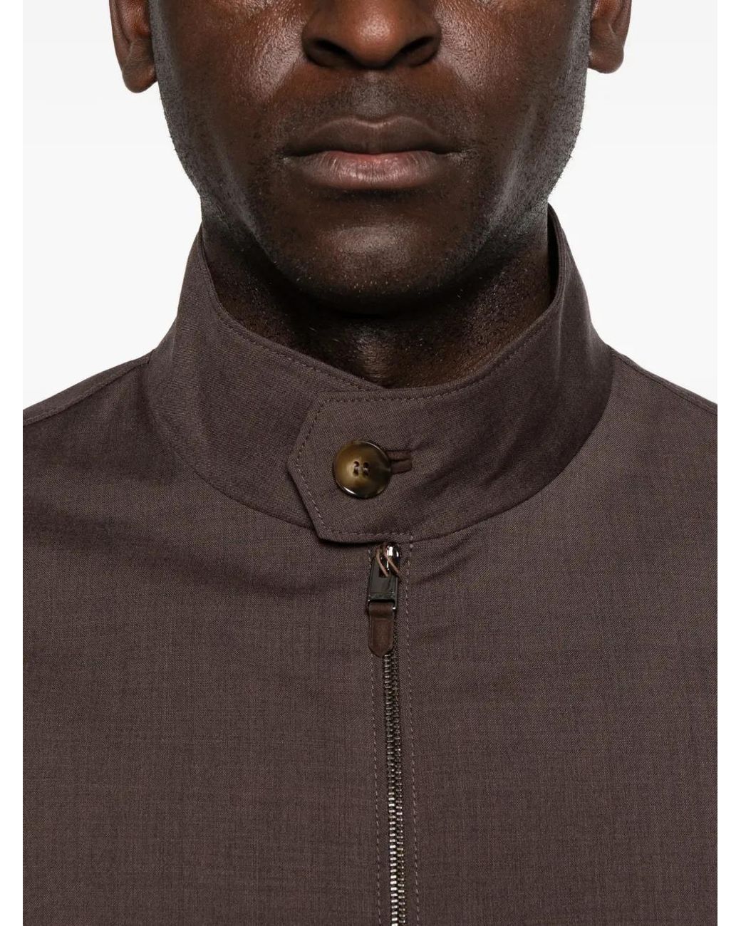 Canali Brown Zip-Fastening Long-Sleeve Jacket for men