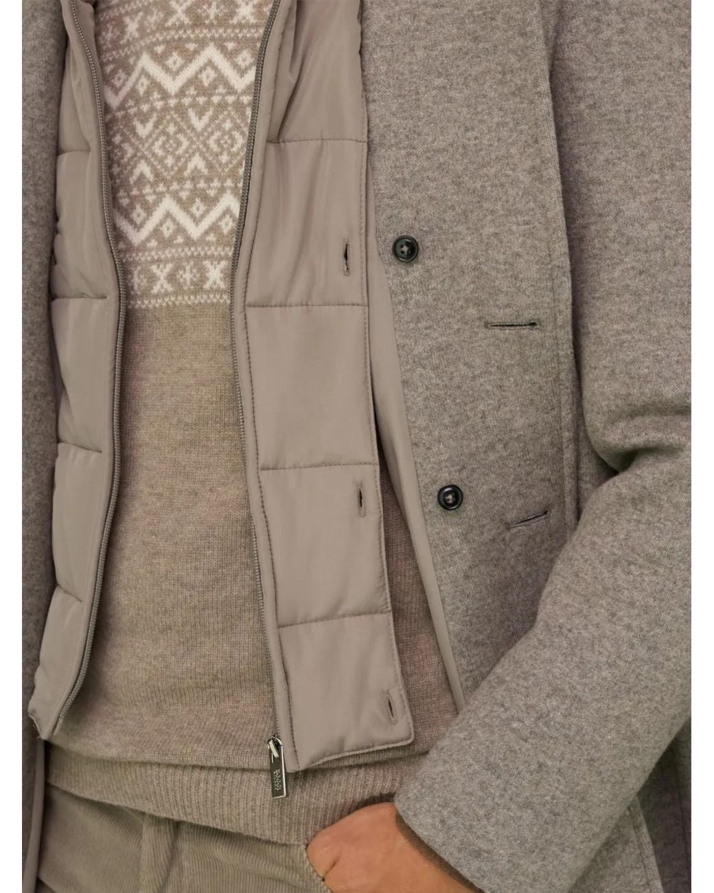 Boggi Gray Manteau En Laine Mélangée B Jersey for men