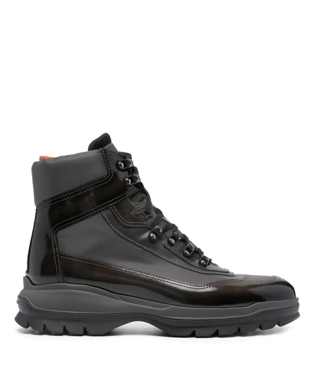 Santoni Black Panelled-Design Lace-Up Hiking Boots for men