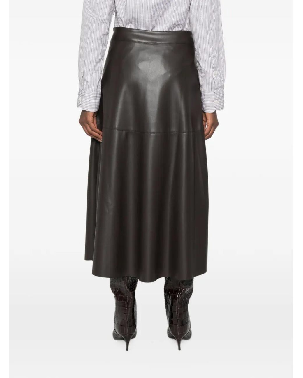 Alpha Studio Gray Panelled Midi Skirt