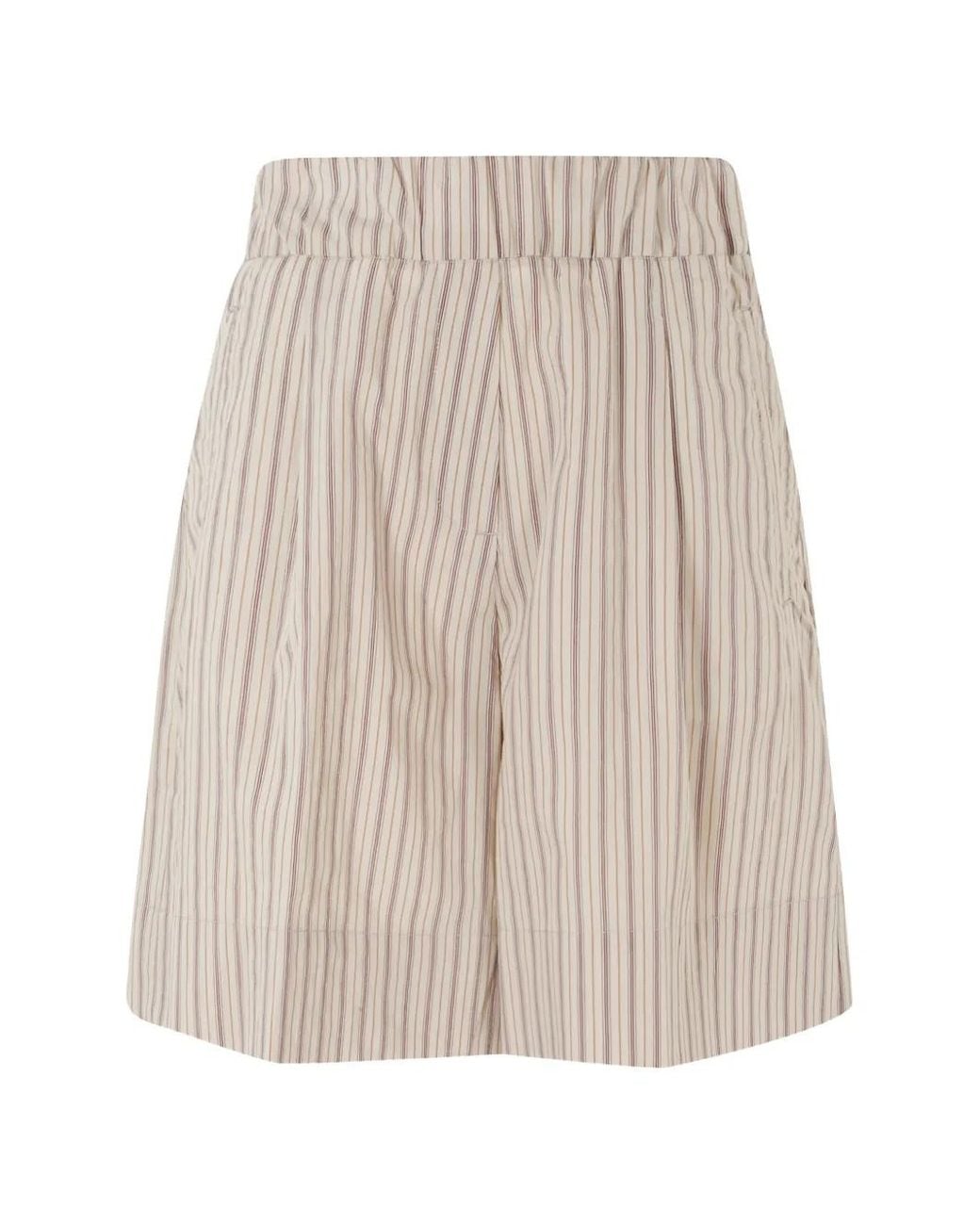 Myths Natural Striped Elasticated-Waist Mini Shorts