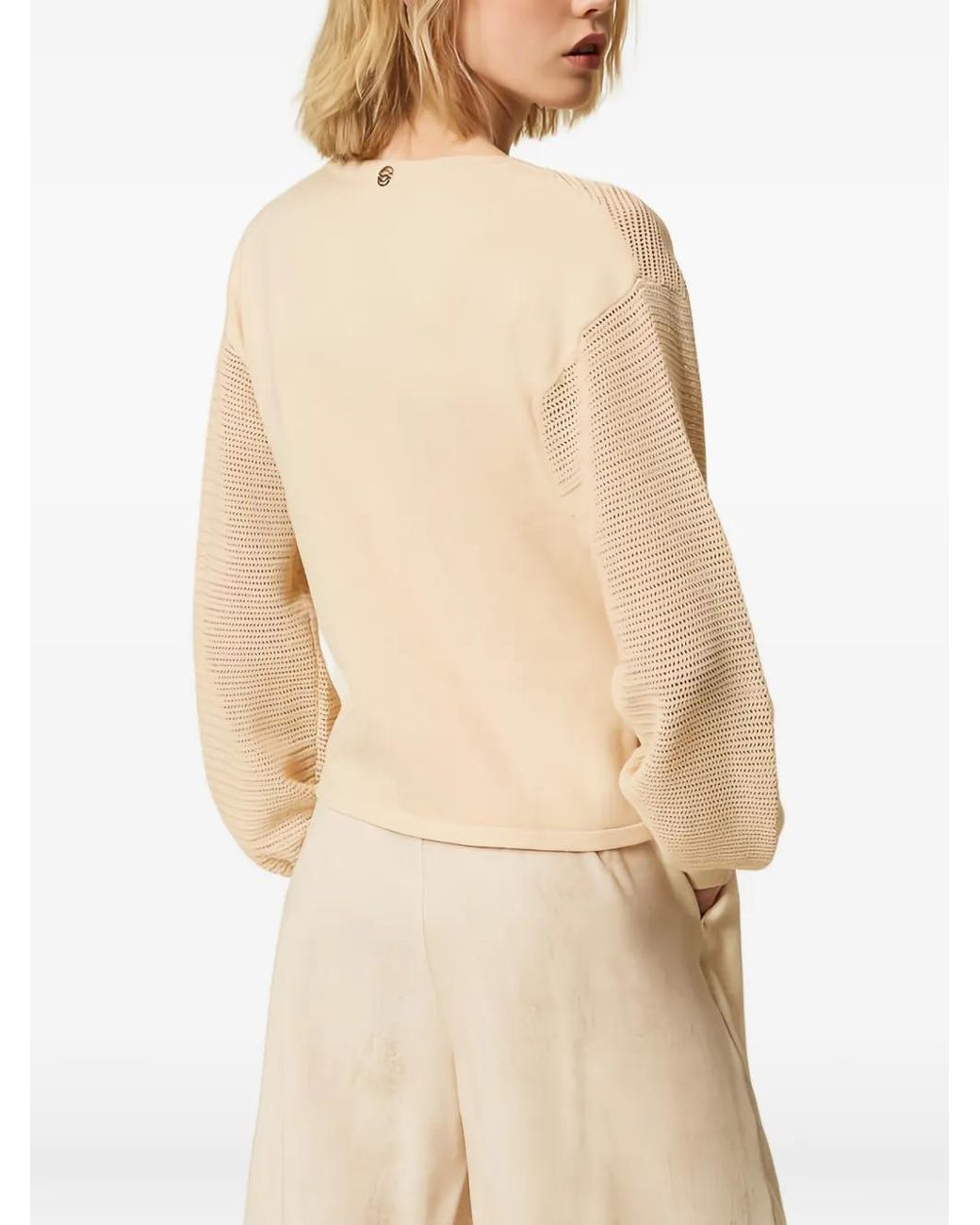 Twinset Natural Mesh Stitch Cardigan And Top