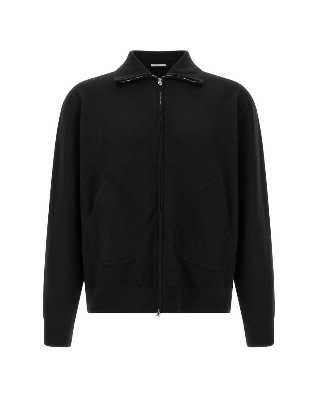 Oliver Lattughi Black Zip-Up Merino-Wool Sweater for men
