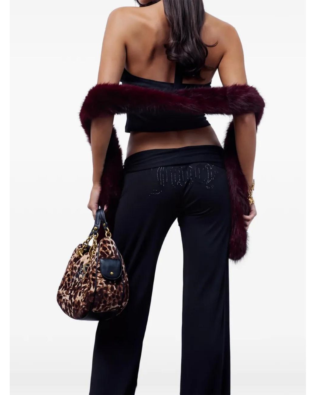 Juicy Couture Blue Leopard-Print Chain-Handle Tote Bag