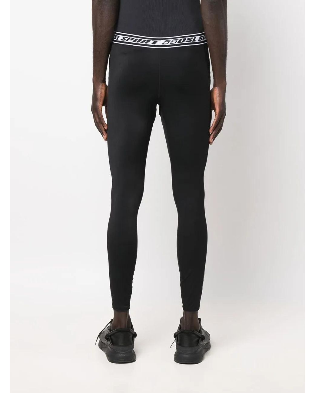 DIESEL Black Logo-Waistband Detail Leggings for men