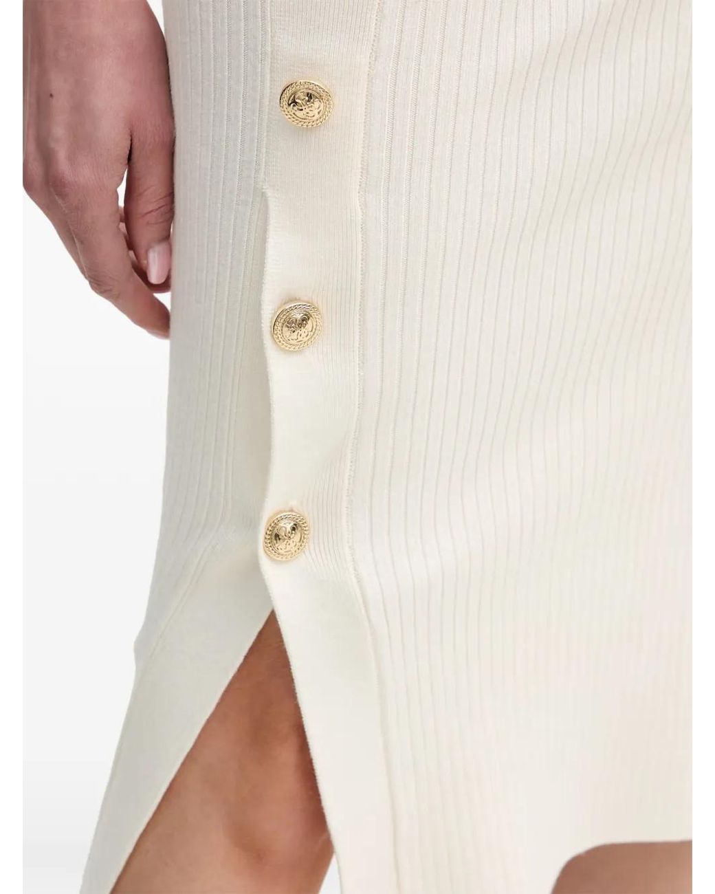 Guess White Buttons Detail Midi Dress