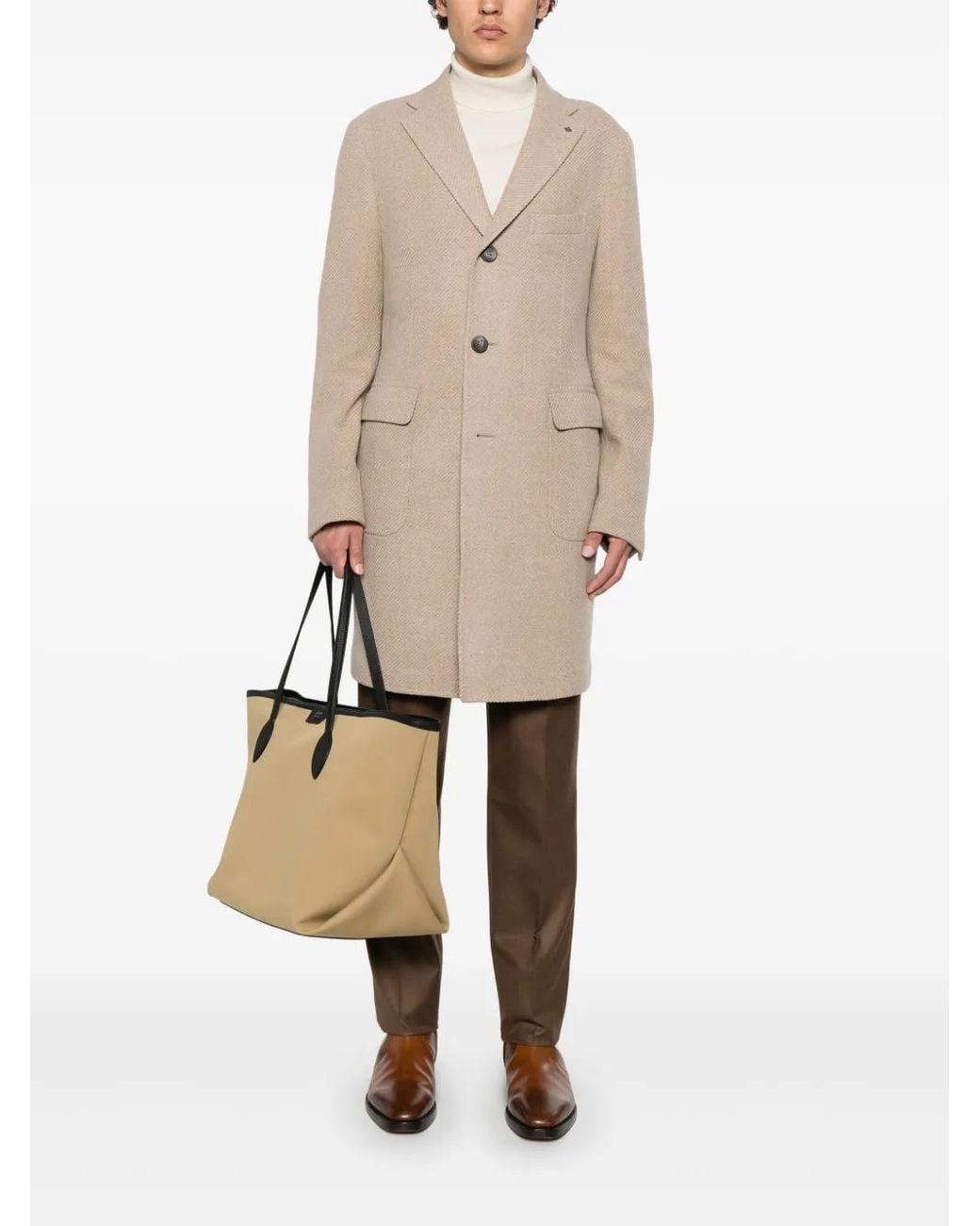 Tagliatore Natural Single-Breasted Coat for men