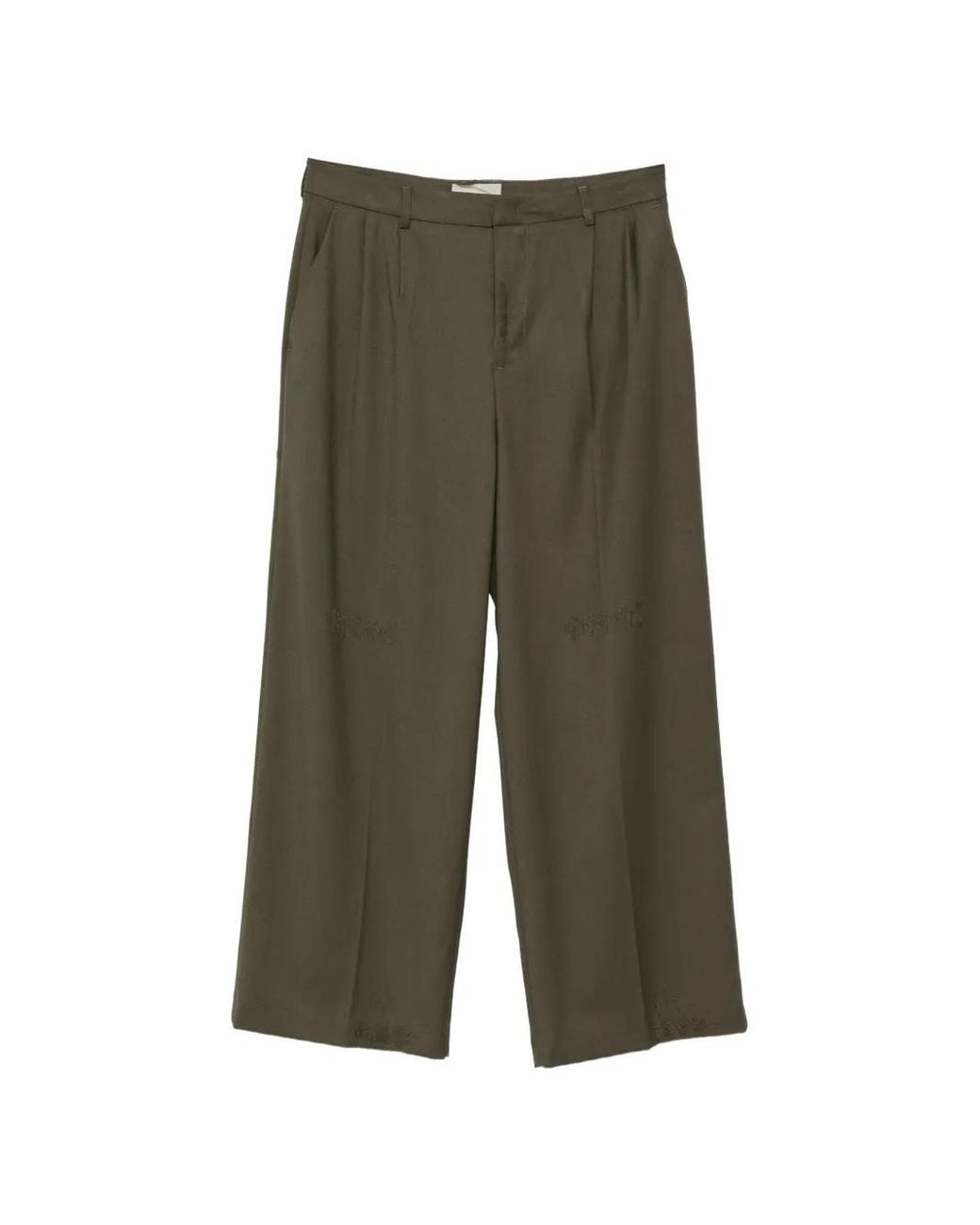 THESTROY Green Distressed Wide-Leg Trousers for men
