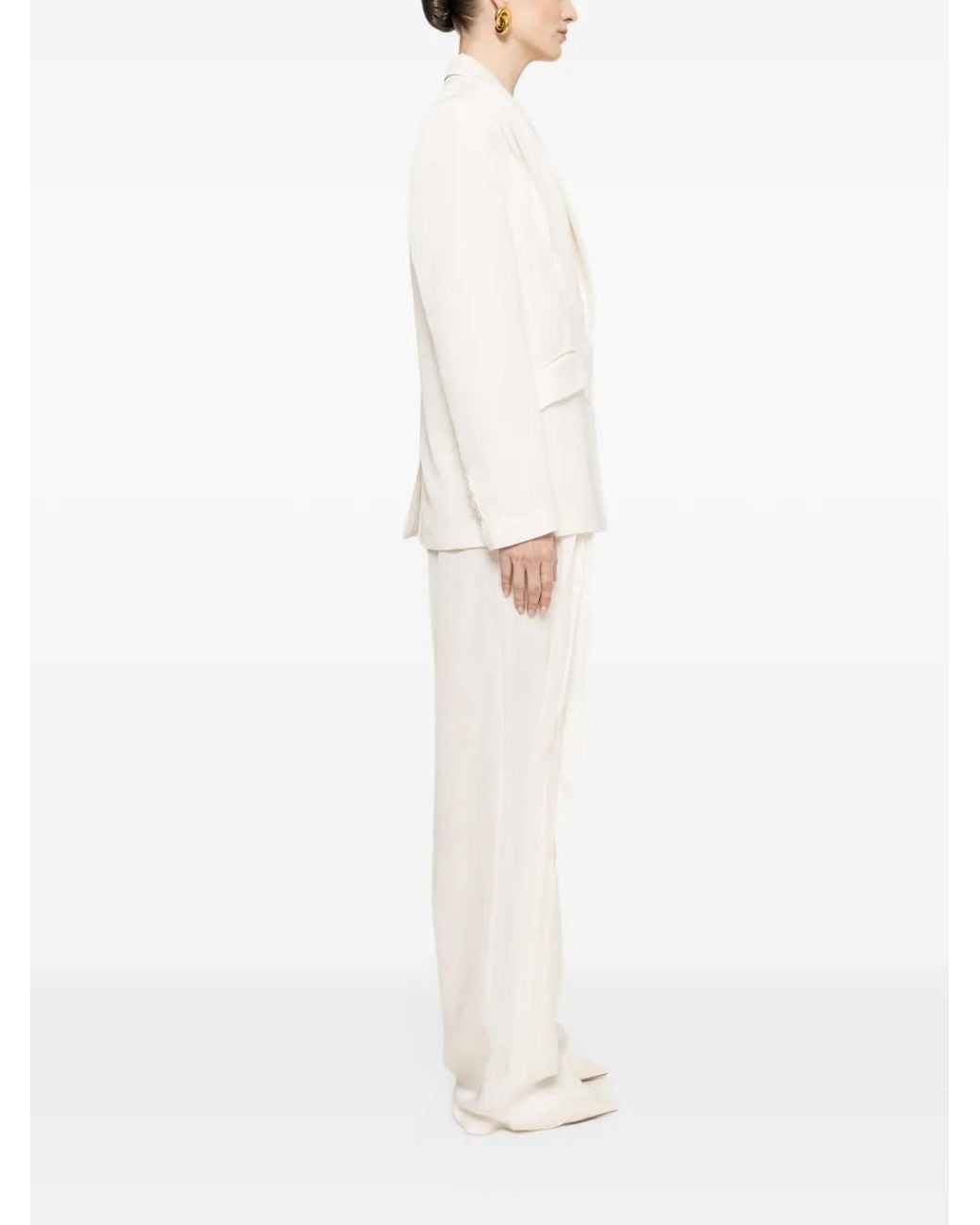 Nissa White Oversized Linen Blazer