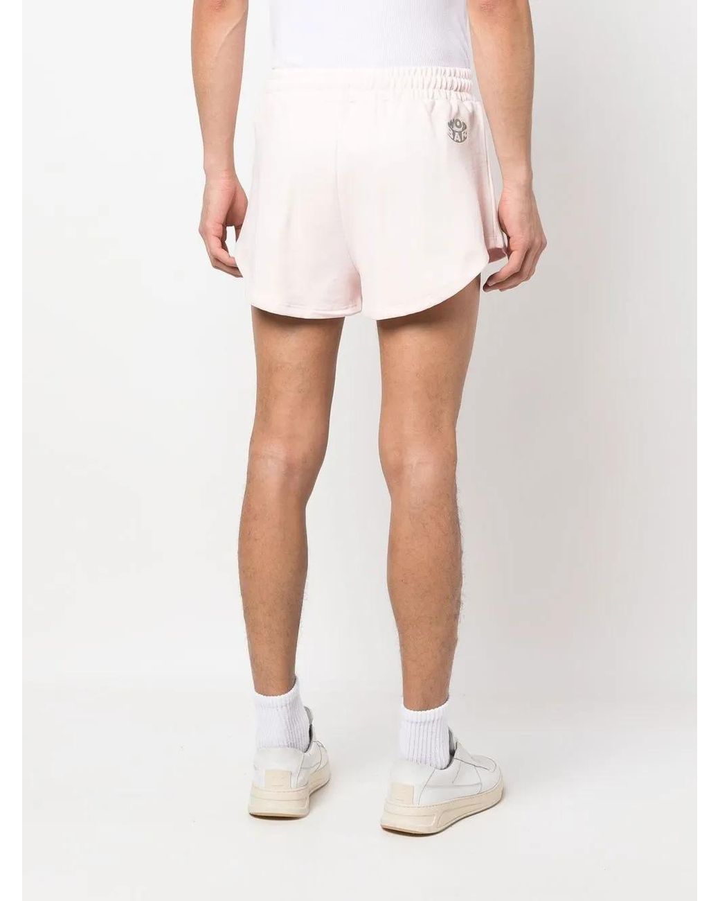 Barrow Pink Slogan-Print Track Shorts