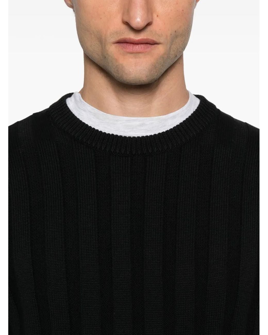 Diktat Geribbelde Sweater Met Ronde Hals in het Black voor heren