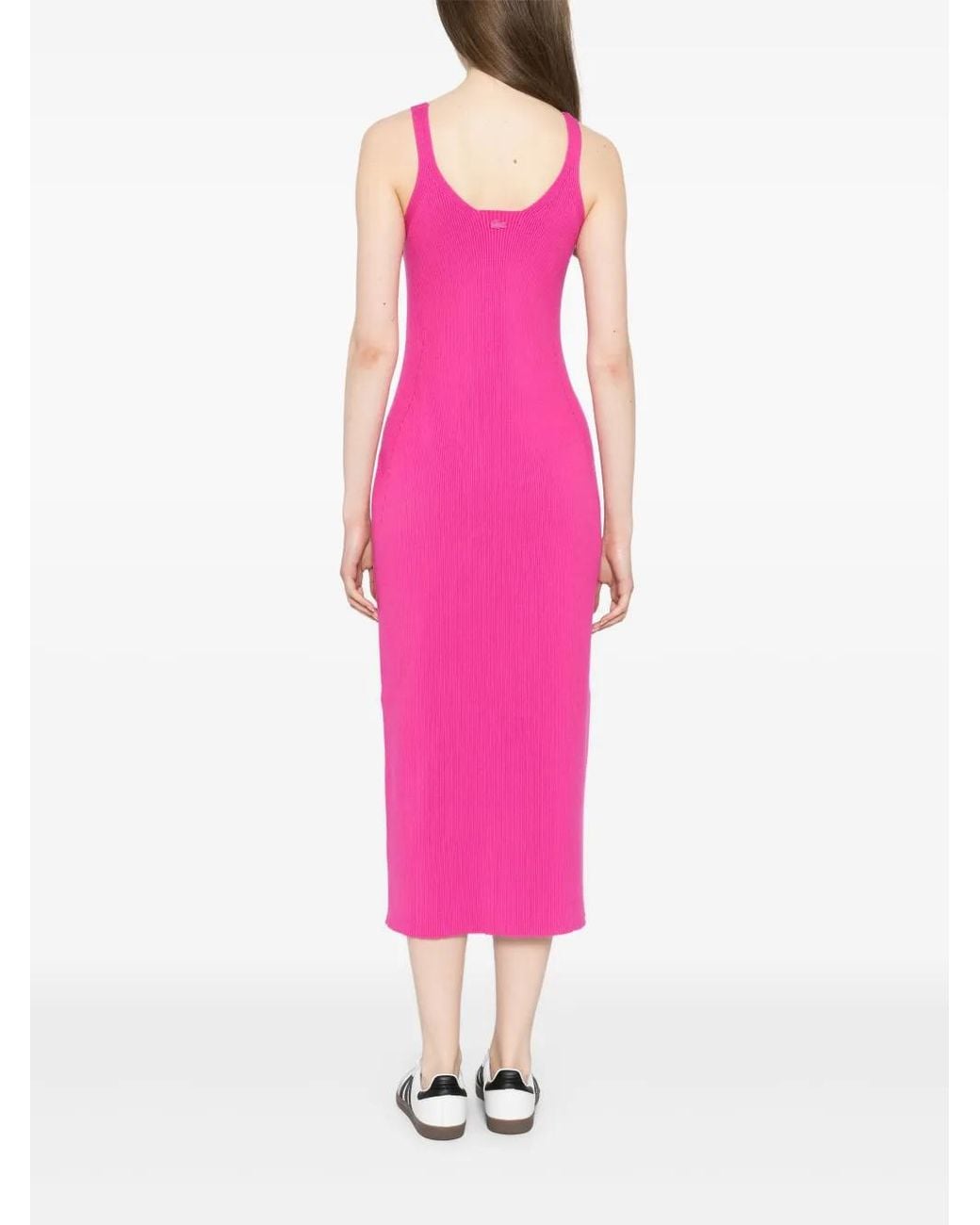 Lacoste Pink Long Seamless Ribbed Dress