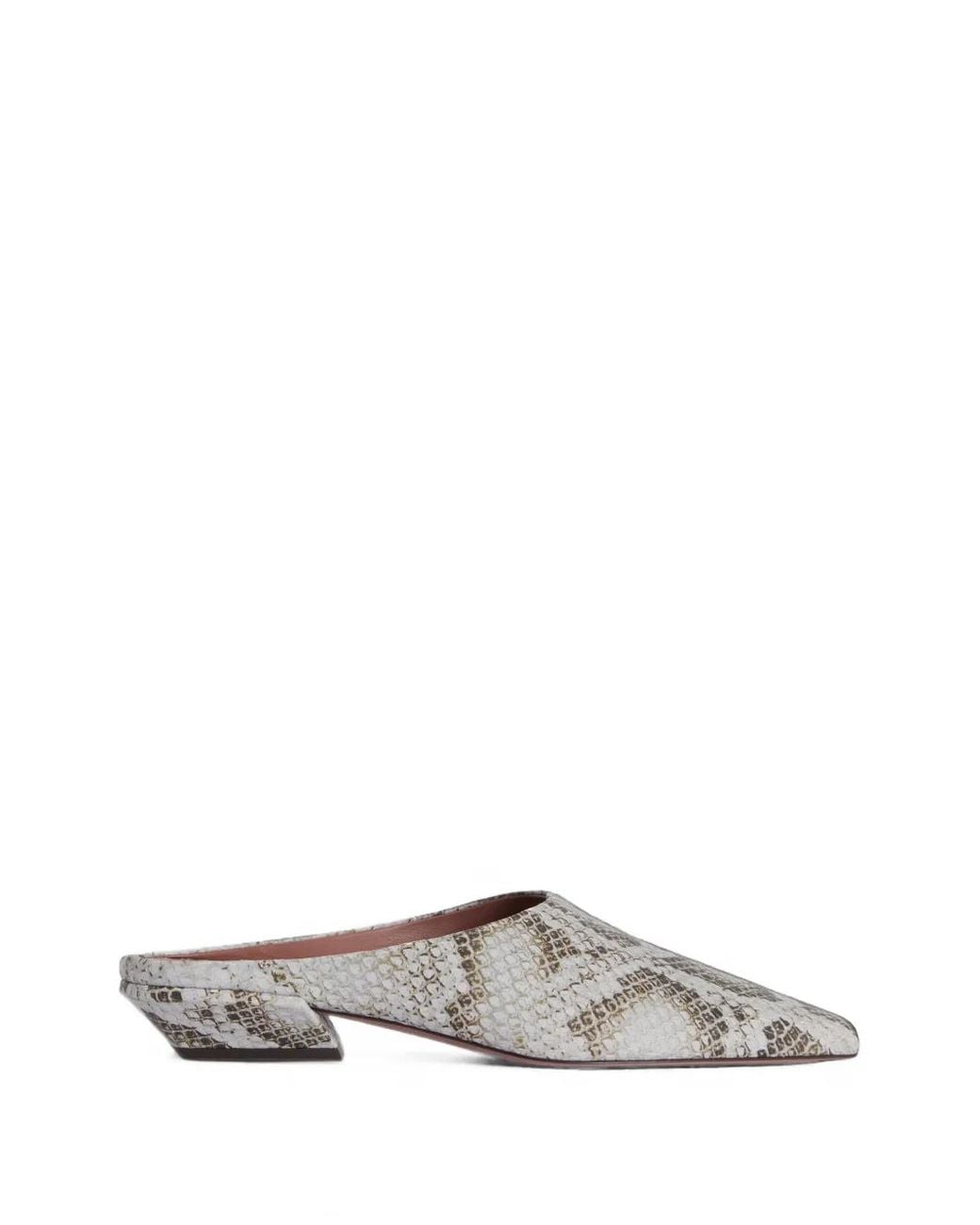 Paris Texas White Belle Snakeskin-Effect Mules