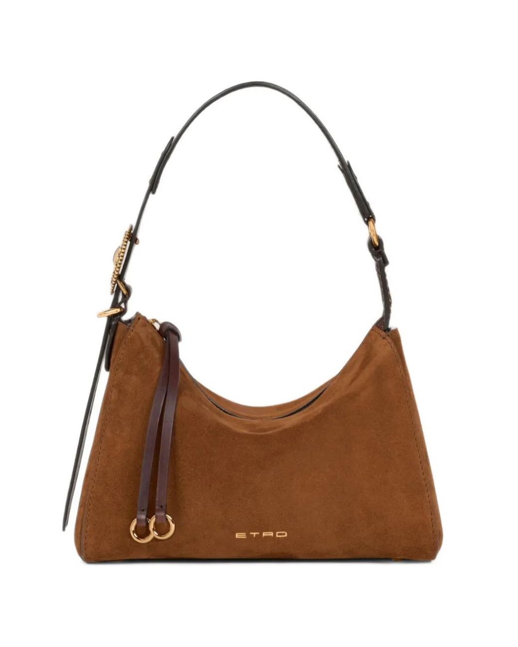Etro Brown Suede Buckled Shoulder Bag