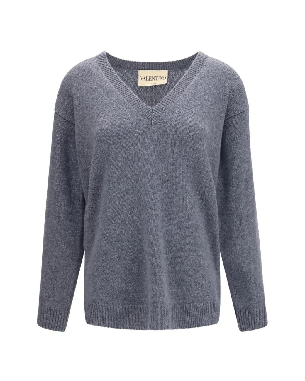 Valentino Garavani Blue V-Neck Cashmere Sweater