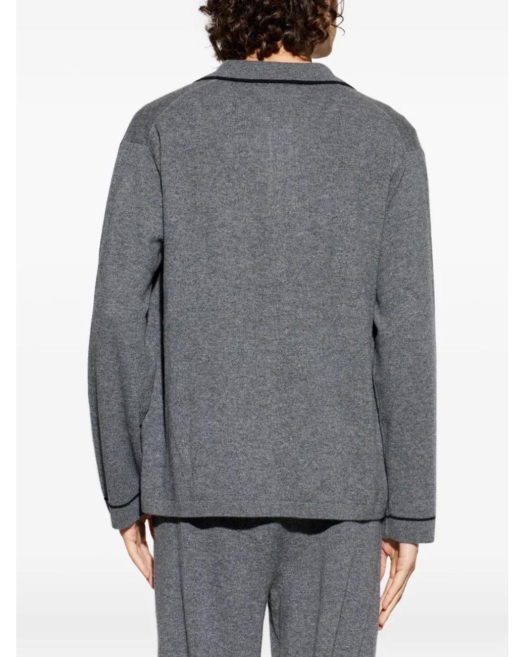 Lisa Yang Gray Joshua Piped-Trim Cardigan for men