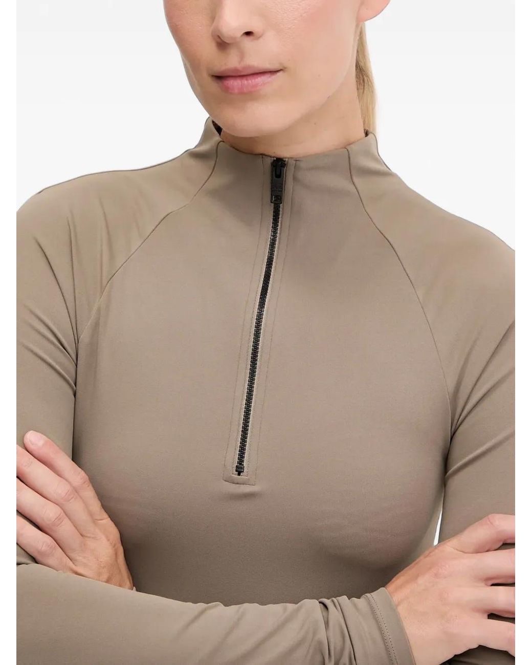 P.E Nation Natural Routine Half-Zip Mock-Neck T-Shirt